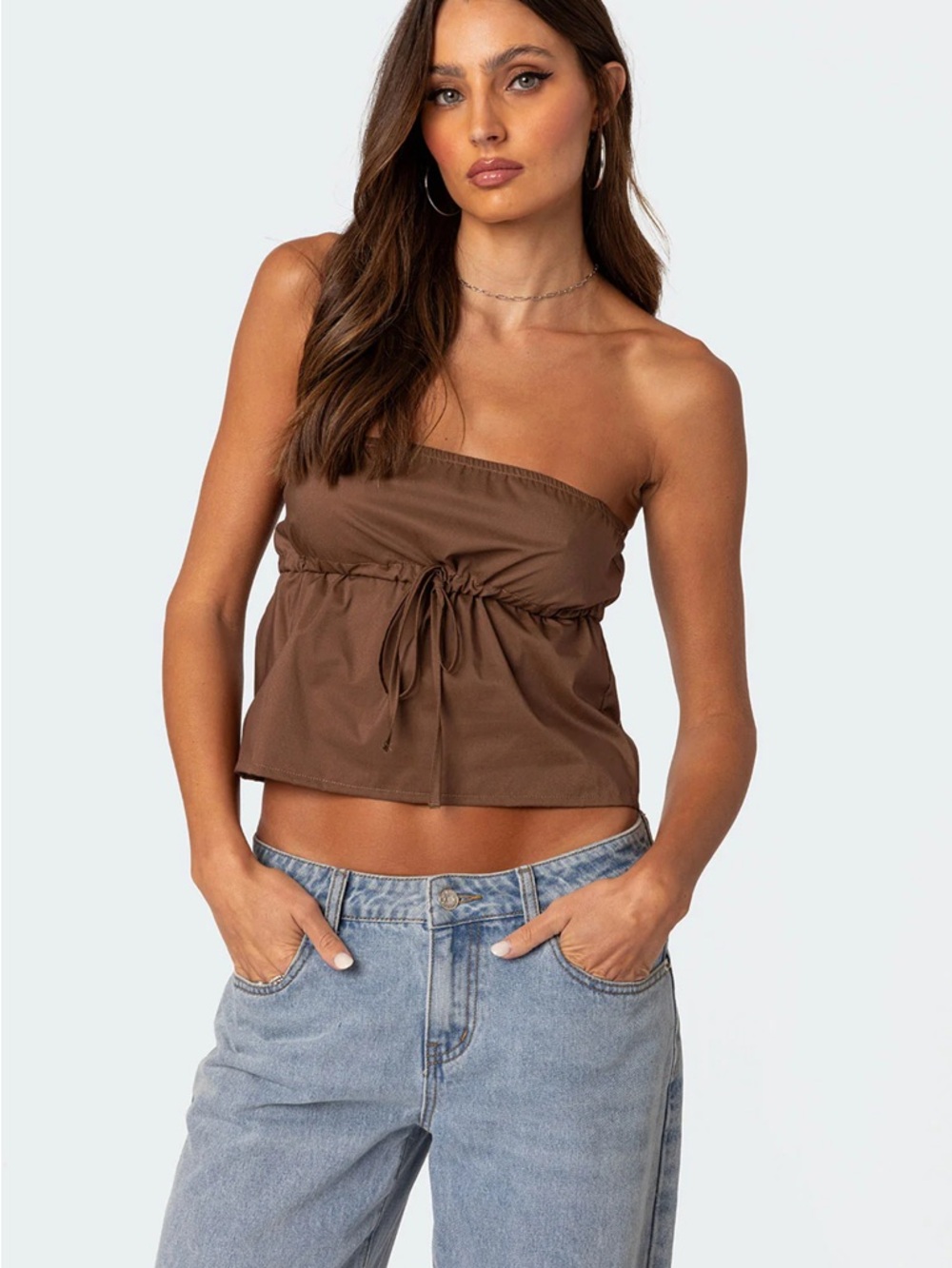 Brown Drawstring TubeTop